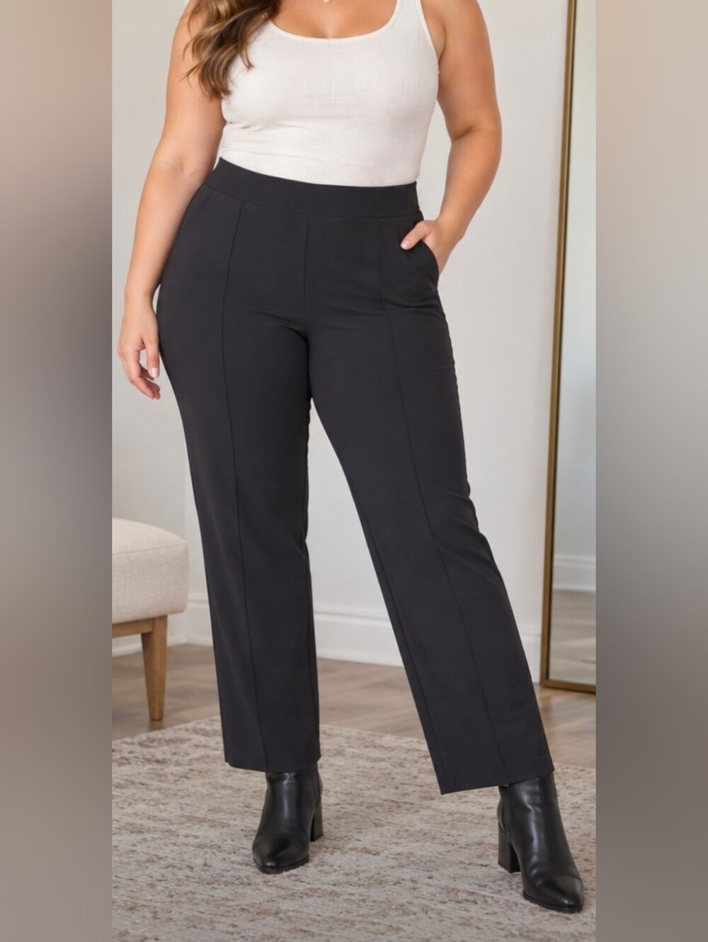 Honeylove Black Pull-On Shaping Straight Leg Pants XL